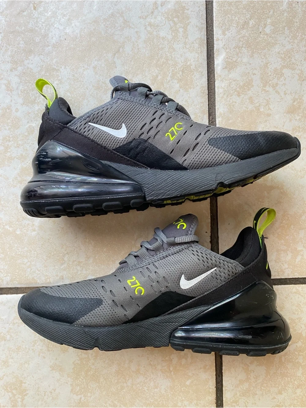 Nike Air Max 270 Gray & Volt Athletic Sneakers